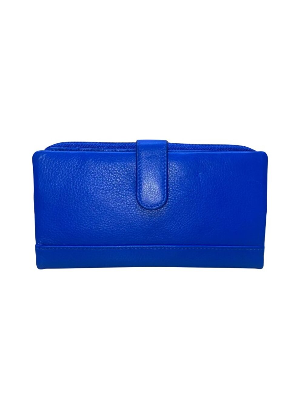 ili New York Women’s Cobalt Blue Genuine Leather Zip Closure RFID Wallet